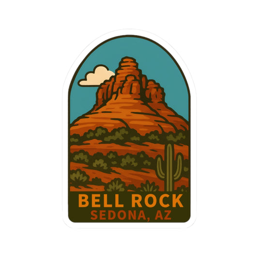 Bell Rock Landscape Kiss-Cut Stickers | Vintage Travel Stickers, Arizona Decor, Sedona, AZ, Laptop Stickers, Outdoor Enthusiast Gifts