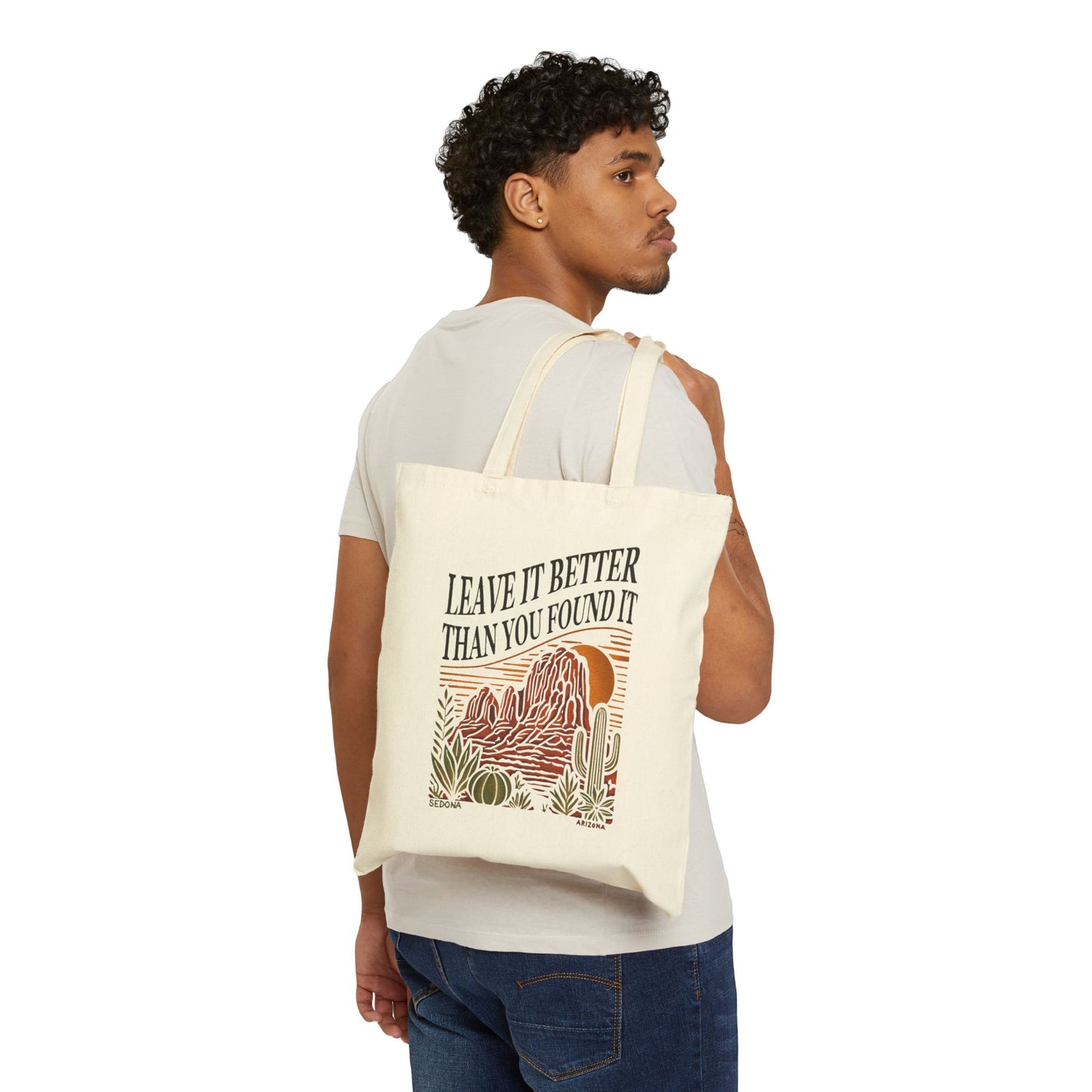Eco-Friendly Cotton Canvas Tote Bag - "Leave It Better Than You Found It" | Reusable Grocery Bag, Beach Bag, Gift for Nature Lovers, Earth