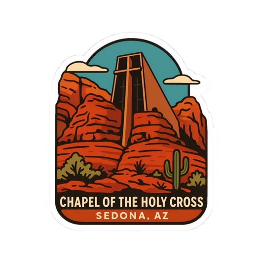 Sedona Chapel of the Holy Cross Sunset Kiss-Cut Stickers for Nature Lovers, Unique Gift Ideas, Laptop Accessories, Adventure Decor