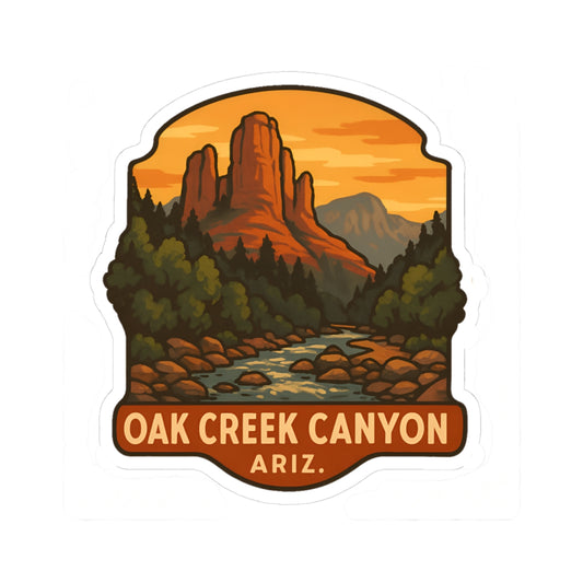 Oak Creek Canyon Kiss-Cut Stickers, Laptop Decals, Nature Lover Gifts, Travel Stickers, Oak Creek Canyon Decor, Hiking Gear